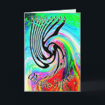 Miracles Happen Chanukah Cards<br><div class="desc">"Miracles Happen" Swirling whirlpool of colour with a whirling menorah. Custom Chanukah cards --customise your own greeting inside.  Art on inside and out.</div>