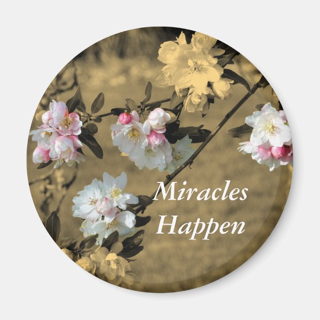 Miracles Happen Flowers Motivational Magnet (Front)
