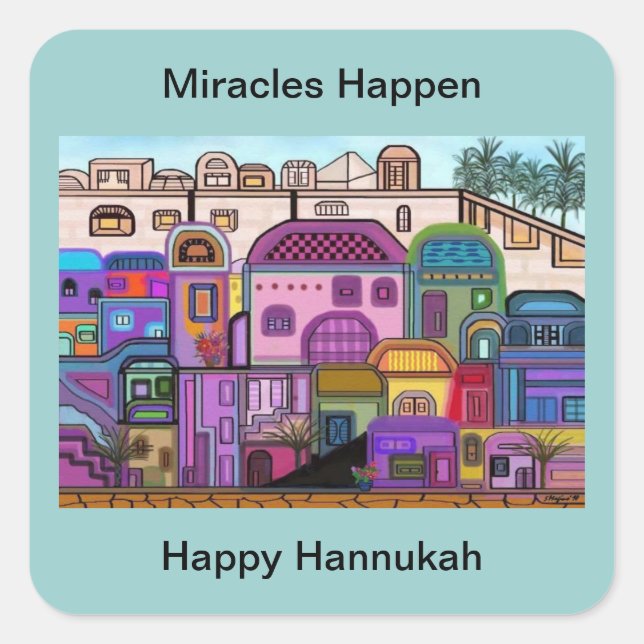 Miracles Happen Hannukah Stickers (Front)