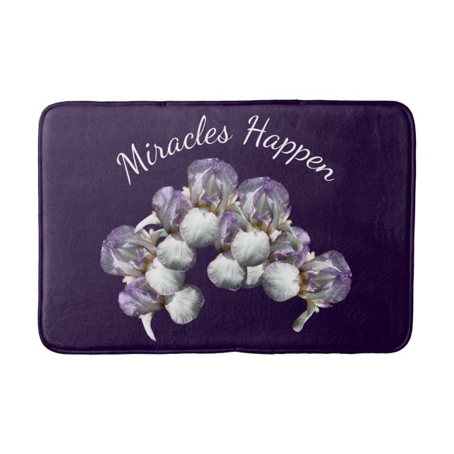 Miracles Happen Iris Flowers Inspirational   Bath Mat (Front)