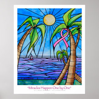 "Miracles Happen One by One" Pink Ribbon Ekleberry Poster