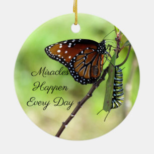 Miracles Ornament- Butterfly / Caterpillar - Ceramic Tree Decoration