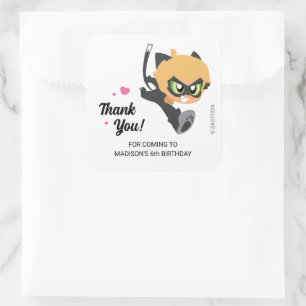 Miraculous Cat Noir Birthday Thank You Square Sticker