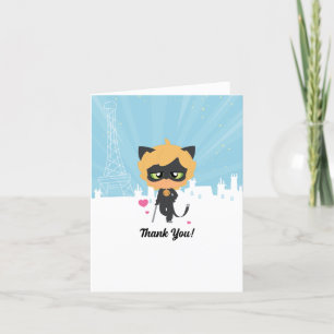Miraculous Cat Noir Chibi Birthday Thank You Card