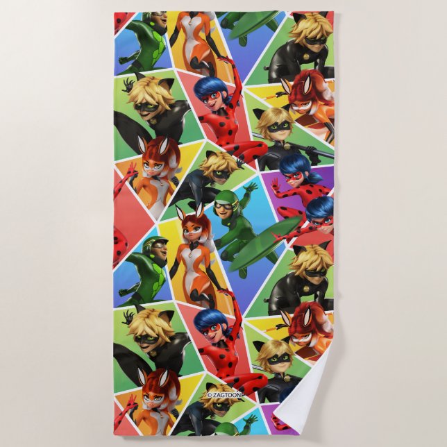 Miraculous Colourful Character Pattern Beach Towel (Front)