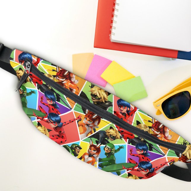 Miraculous Colourful Character Pattern Bum Bags (Bag on table)