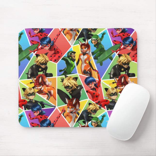 Miraculous Colourful Character Pattern Mouse Mat (With Mouse)