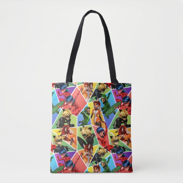 Miraculous Colourful Character Pattern Tote Bag (Front)
