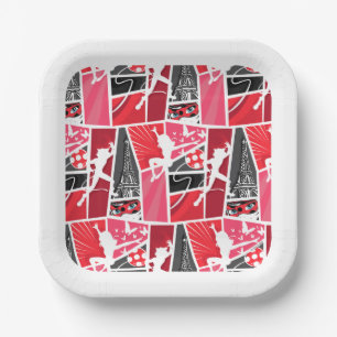 Miraculous Comic Ladybug Paris Pattern Paper Plate