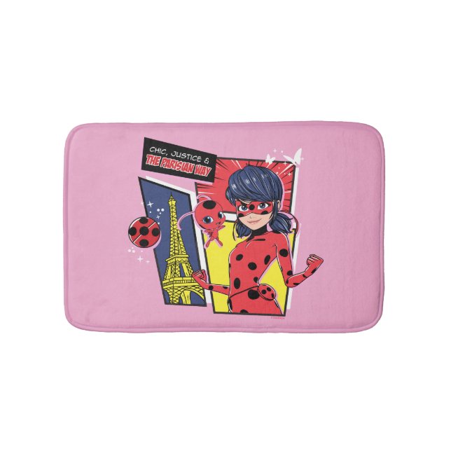 Miraculous Comic Ladybug Parisian Way Bath Mat (Front)