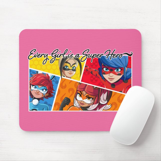 Miraculous Every Girl is a Super Hero Mouse Mat (With Mouse)