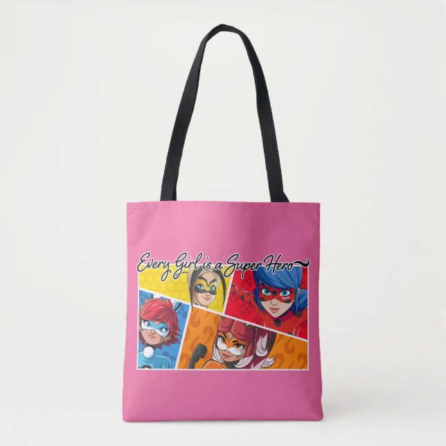 Miraculous Every Girl is a Super Hero Tote Bag (Front)