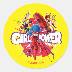 Miraculous Girl Power Classic Round Sticker