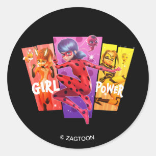 Miraculous Girls   Girl Power Classic Round Sticker