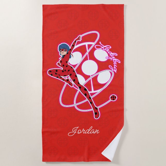 Miraculous Ladybug Badge Beach Towel (Front)