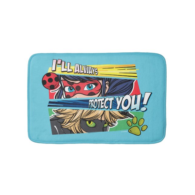 Miraculous Ladybug & Cat Noir Always Protect You Bath Mat (Front)