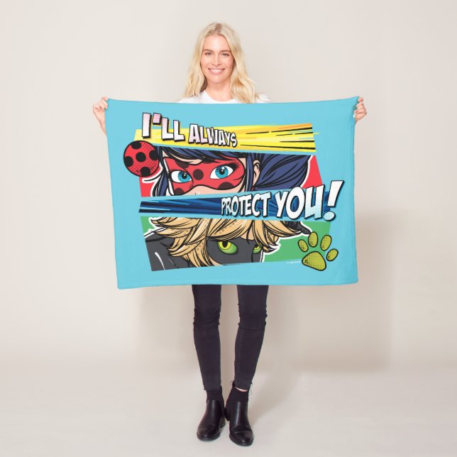 Miraculous Ladybug & Cat Noir Always Protect You Fleece Blanket (In Situ)