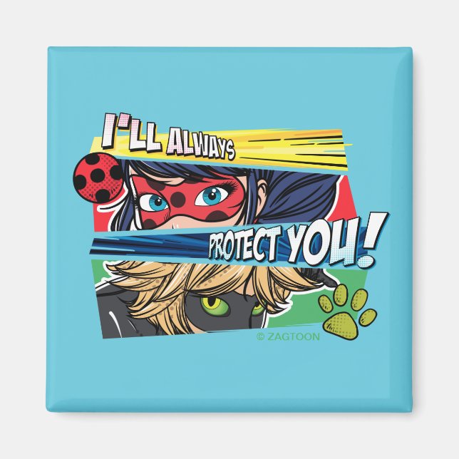 Miraculous Ladybug & Cat Noir Always Protect You Magnet (Front)