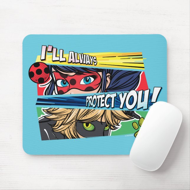 Miraculous Ladybug & Cat Noir Always Protect You Mouse Mat (With Mouse)