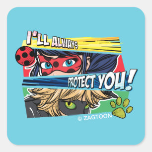 Miraculous Ladybug & Cat Noir Always Protect You Square Sticker
