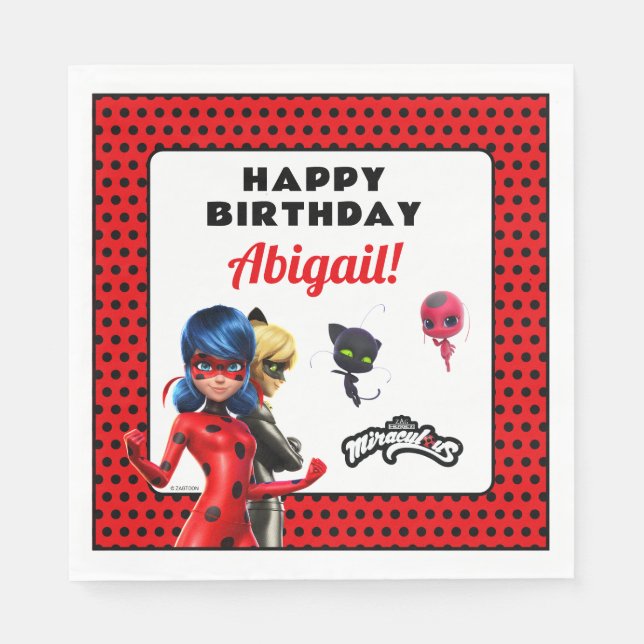 Miraculous Ladybug & Cat Noir Birthday Napkin (Front)