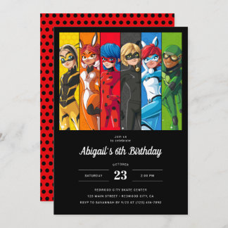 Miraculous Ladybug Character Birthday Invitation