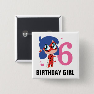 Miraculous Ladybug Chibi Birthday Girl 15 Cm Square Badge