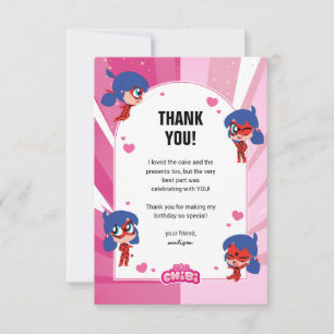 Miraculous Ladybug Chibi Birthday Thank You Card