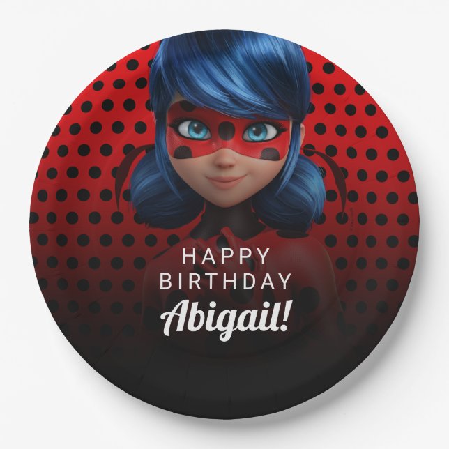 Miraculous Ladybug Girl's Birthday Paper Plate (Front)