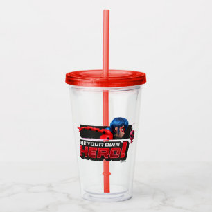 Miraculous Ladybug & Tikki Be Your Own Hero! Acrylic Tumbler