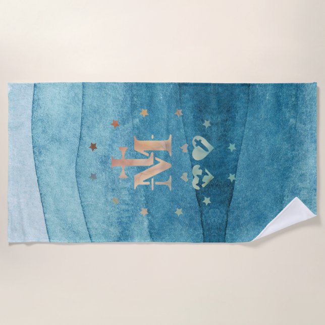 Miraculous Medal Our Lady of Grace Beach Towel (Front)