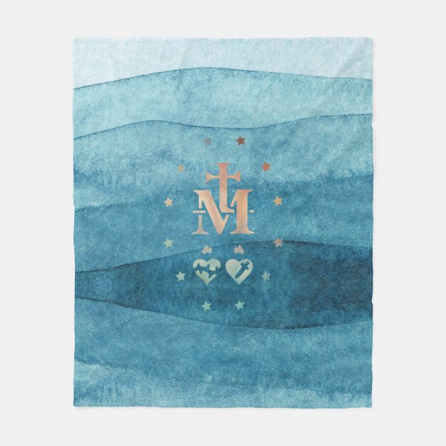 Miraculous Medal Our Lady of Grace Fleece Blanket (Front)