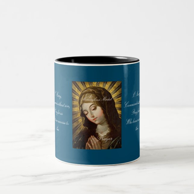 Miraculous Medal Prayer Two-Tone Coffee Mug (Center)