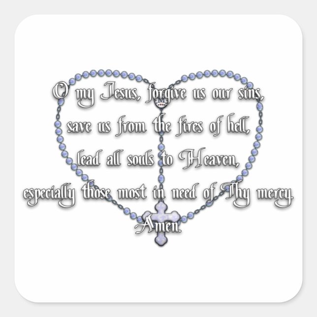 Miraculous Medal Rosary - Fátima Prayer Square Sticker (Front)