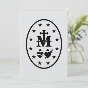 Miraculous Medal Virgin Mary Black Symbol Invitation