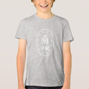 Miraculous Medal Virgin Mary White Symbol Tri-Blend Shirt