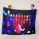 Miraculous Menorah Large Fleece Blanket<br><div class="desc">Mysterious lights and miraculous colour in the deepest shades of nightfall—this is the moment of Hanukkah! Get your home ready for the holidays with this eye-catching,  snuggly-warm blanket!</div>