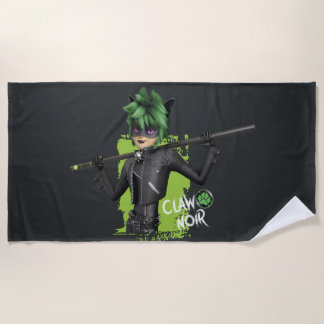 Miraculous Re-verse Claw Noir Character Graphic Beach Towel