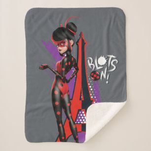 Miraculous Re-verse Shadybug Blots On! Sherpa Blanket