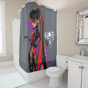 Miraculous Re-verse Shadybug Blots On! Shower Curtain