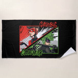 Miraculous Re-verse Shadybug & Claw Noir Beach Towel