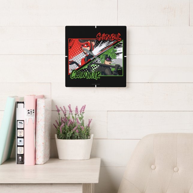 Miraculous Re-verse Shadybug & Claw Noir Square Wall Clock (Reading Room)