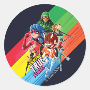 Miraculous Show Your True Powers Classic Round Sticker
