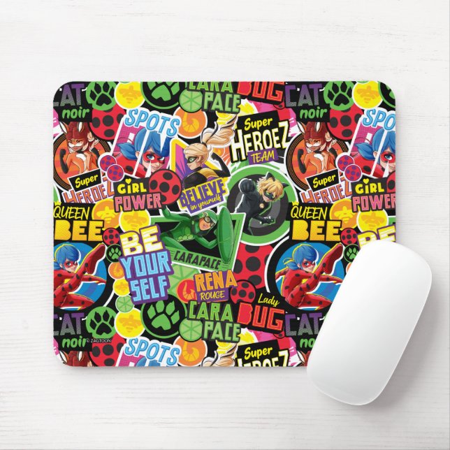 Miraculous Superhero Characters Pattern Mouse Mat (With Mouse)