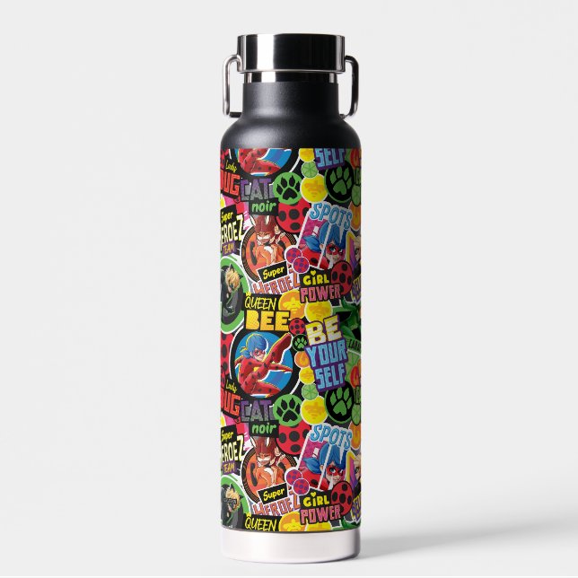 Miraculous Superhero Characters Pattern Water Bottle (Front)