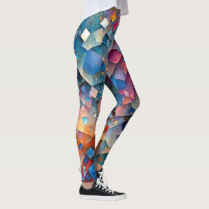 "Mirage Cascade" Colourful Abstract Art Leggings