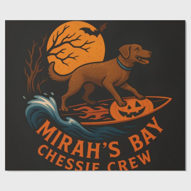 Mirah’s Bay Chessie Crew - Surfing the Spooky Bay Wrapping Paper (Flat)