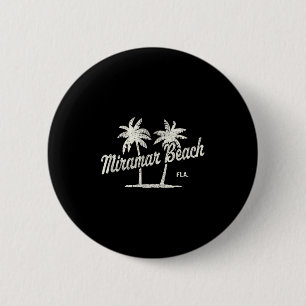 Miramar Beach Florida Vintage 70s Palm Trees Graph 6 Cm Round Badge