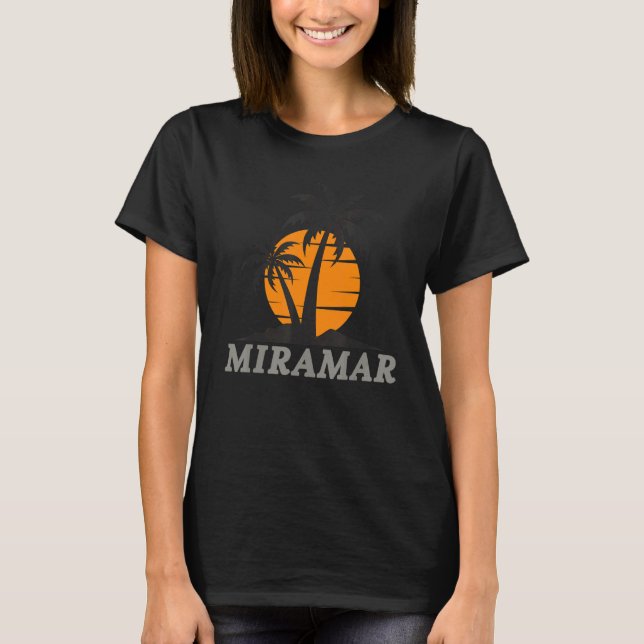 Miramar Florida Beach Vacation Palm Retro T-Shirt (Front)