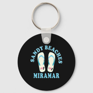 Miramar Vacation Sandy Beaches I Heart Flip Flops Key Ring